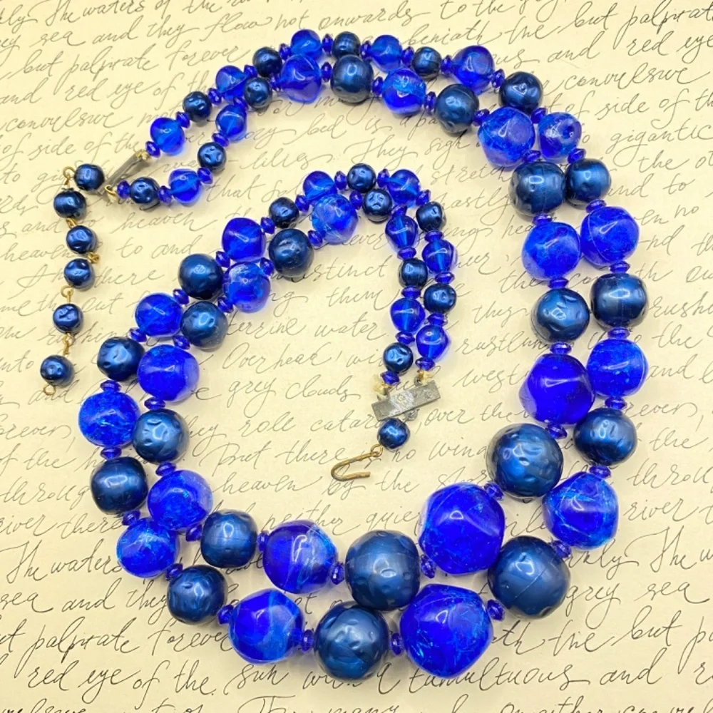 Jewelry | Vintage Cobalt Blue Layered Statement Necklace Acrylic ...